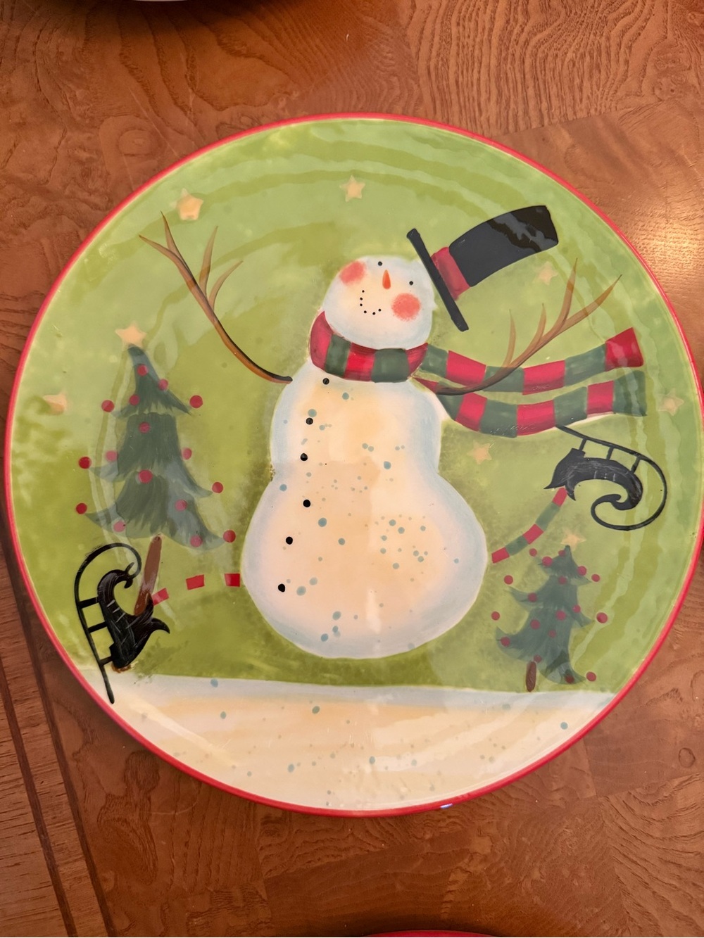 Susan Winget Snowman Dessert Plate 8" Certified International Holiday